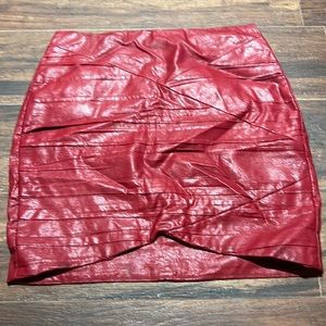 Zara red leather mini skirt